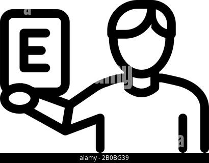 Man Show Letter Icon Vector Outline Illustration Stock Vector