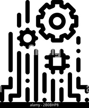 Mechanism Chip Icon Vector Outline Illustration Stock Vector