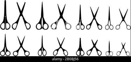 Different types of open and closed scissors icons Stock Vector