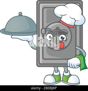 An icon of security box closed as a Chef with food on tray ready to serve Stock Vector