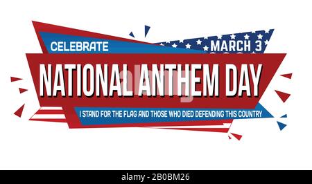 National anthem day banner design on white background, vector illustration Stock Vector