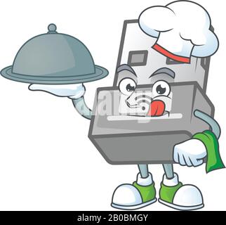 An icon of USB wireless adapter as a Chef with food on tray ready to serve Stock Vector