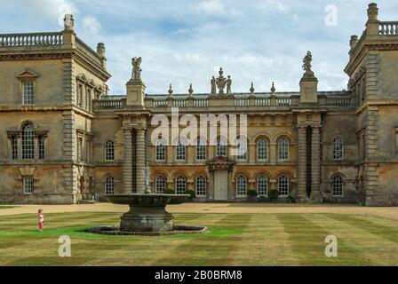 The exterior of Grimsthorpe Castle, Lincolnshire, UK; mainly Tudor but with the North Front rebuilt by Sir John Vanbrugh in 18th century. Stock Photo