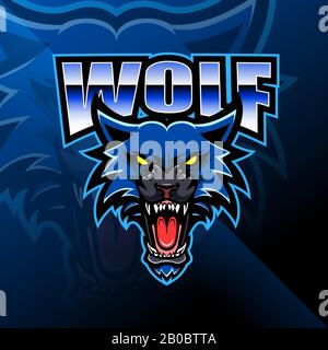Wolf head mascot logo design Stock Vector
