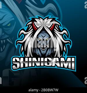 Shinigami sport mascot logo design Stock Vector