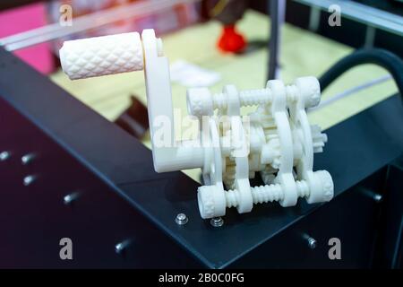 Printing 3D printer gear printed model plastic Stock Photo