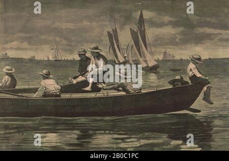 Winslow Homer, Gloucester Harbor, 1873, wood engraving on paper Stock Photo