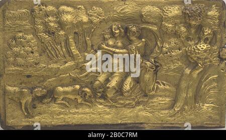 Unknown Artist, Jupiter Seduces Callisto, n.d., bronze, gilding, 2 15/16 in. x 5 1/16 in. (7.4 cm. x 12.9 cm.) Stock Photo