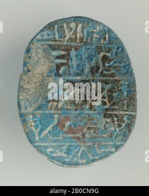 heart carabee, 5 lines, DB 30, seal, scarab, stone (blue), 3 cm, Egypt Stock Photo