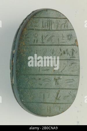 heart carabee, name, 7 lines, DB 30, seal, scarab, stone (gray Stock Photo