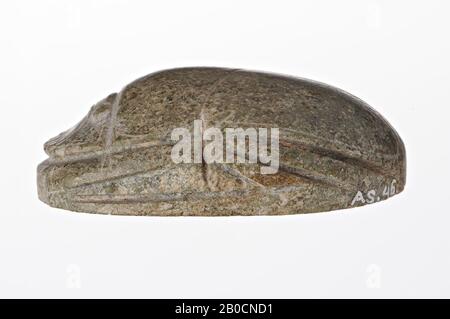 abdominal carabine, flat, seal, scarab, stone (green), 6 cm, Egypt Stock Photo