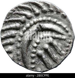 coin, sceatta, metal, silver, 0.695 g, Merovingian c. 700 after Chr., The Netherlands, Utrecht, Wijk bij Duurstede, Cothen, Caspergouw Stock Photo
