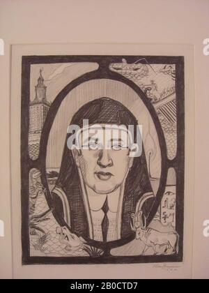 Reception Antiquity, pen drawing, paper, in frame 52 x 67 cm, modern 2012 Stock Photo
