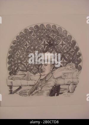 Reception Antiquity, pen drawing, paper, in frame 52 x 67 cm, modern 2012 Stock Photo