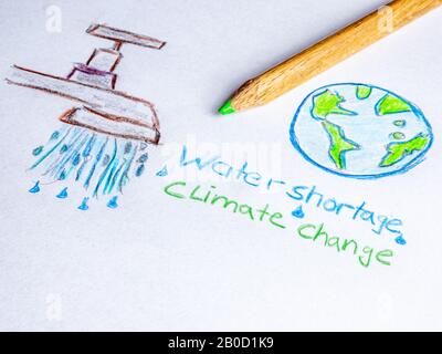 Water Shortage Climate Change on a paper Stock Photo