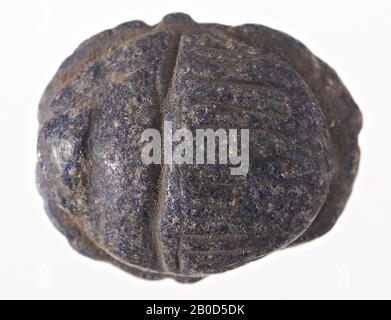 scarab, undecorated, seal, scarab, stone (blue), height: 0.8 cm, depth: 2.3 cm, Egypt Stock Photo