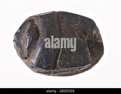 scarab, undecorated, seal, scarab, stone (blue), height: 0.8 cm, depth: 2.3 cm, Egypt Stock Photo