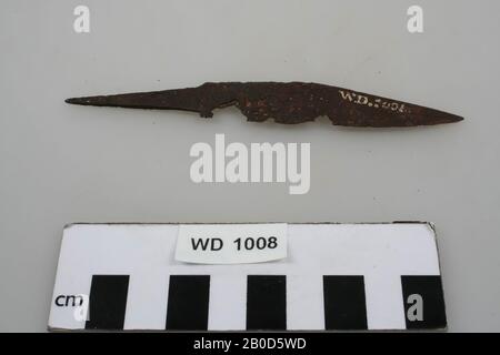 knife, metal, iron, L. 12,0 cm, medieval, The Netherlands, Utrecht, Wijk bij Duurstede, Wijk bij Duurstede, Dorestad Stock Photo