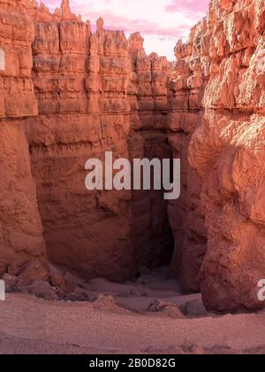multicolored rock formations inside the antelope canyon, bottom of Bryce Canyon in Utah Stock Photo