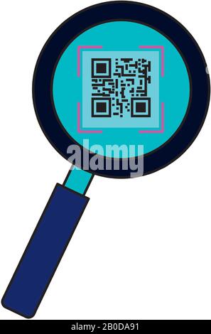 classic qr code in magnifying glass Stock Vector