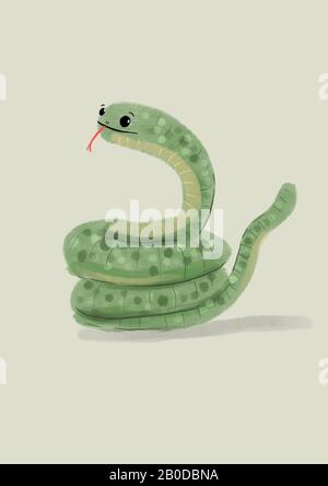 Hand drawn cute snake character Stock Photo