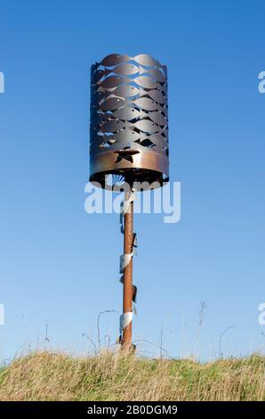 Greenfield, Flintshire, UK: Feb 6, 2020: The Lookout is a carved wood ...