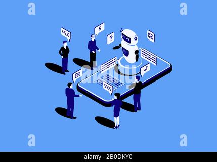 Chatbot flat isometric vector illustration Stock Vector