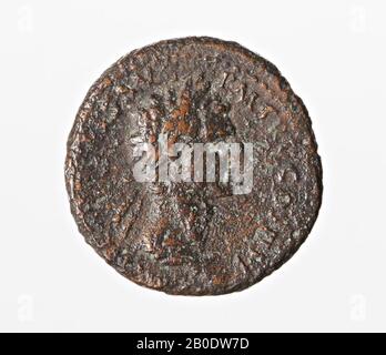 Netherlands Roman period, coin, ash, Nerva, metal, copper, Diam., 28 mm, wt., 10.72 gr, roman 97, the Netherlands, Utrecht, Bunnik, Vechten Stock Photo