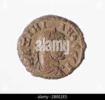 coin, tetradrachm of Maximianus, year 9, Vz: imperial head r., Drapery, MAXIMIANOS SEB, Kz: standing Elpis l. with flower and raised robe, star, ENATOU - L (year 9), coin, tetradrachme, Maximianus, metal, trillion, Diam. 18 mm, wt. 7.82 gr, Greco-Roman Period, Roman imperial times 293-294, Egypt Stock Photo