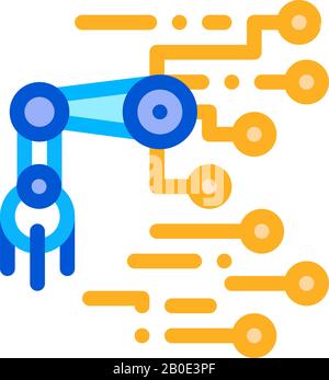 Robot Microchip Vector Outline Illustration Stock Vector