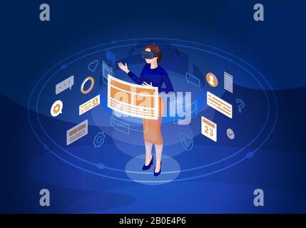 VR isometric vector illustration Stock Vector