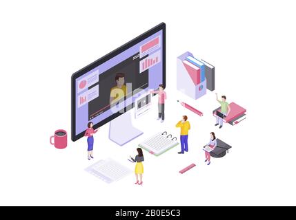 Video tutorials isometric vector illustration Stock Vector