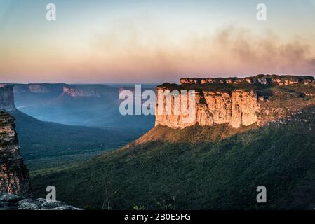 View of the Vale do Capao from the Morro do Pai Inacio, Chapada Diamantina, Bahia, Brazil Stock Photo