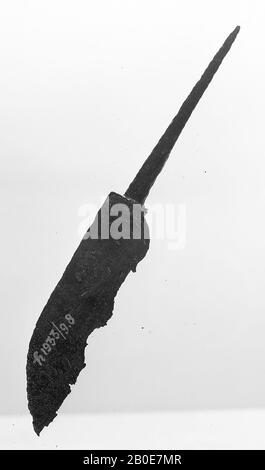 Iron blade without handle., preserved and restored., knife, metal, iron, length: 16.9 cm, roman 1-300, the Netherlands, South Holland, Goeree-Overflakkee, Ouddorp, De Oude Stee Stock Photo