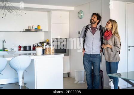 Young couple looking at new home Stock Photo
