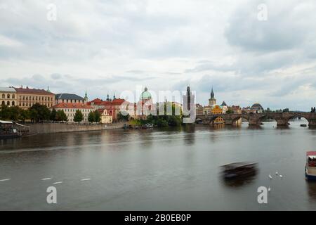 Charles bridge over Vltava River Stock Photo