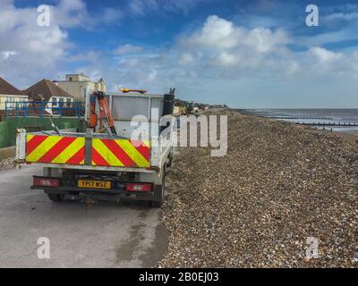 Shingle removal from the promenade after Storm Ciara and Storm Dennis n ...