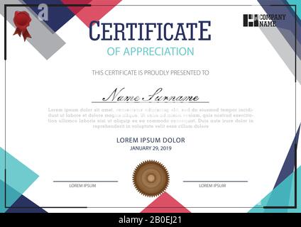 Certificate template simple model Stock Vector