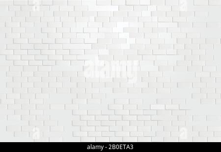 Seamless repeatable minimal white painted brick wall pattern background. Stock Vector