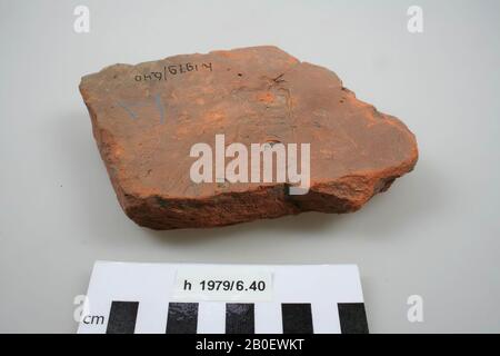 Fragment of a later brick with stamp E) XGERINF. Superficial crack, later, brick, fragment, earthenware, brick, 17.1 x 10.5 x 3.5 cm, roman, Netherlands, South Holland, Leidschendam-Voorburg, Voorburg, Arentsburg Stock Photo