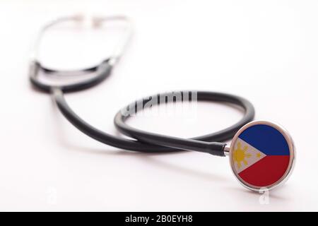 Philippines healthcare concept. Medical stethoscope with country flag Stock Photo