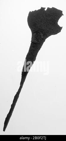 Iron tool, handle with spoon-shaped end, but partly broken off. (Preserved and restored), tool, metal, iron, length: 20 cm, roman 40-250, Netherlands, South Holland, Katwijk, Valkenburg Stock Photo