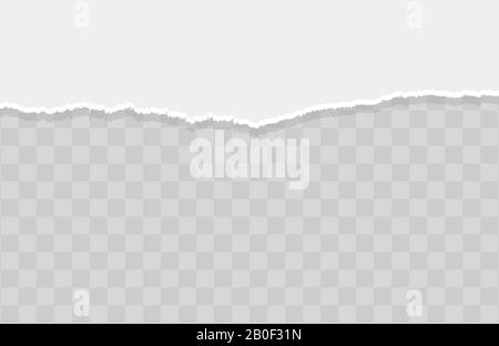 Paper texture with ripped edges and shadow. Horizontal banner template. Vector Stock Vector