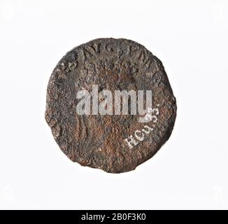 Netherlands Roman period, coin, ash, Nerva, metal, copper, Diam., 25 mm, wt., 10.06 gr, roman 97, ca, the Netherlands, Limburg, Heerlen, Heerlen Stock Photo