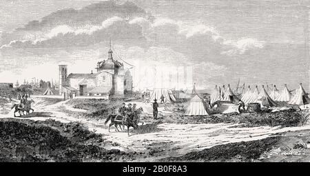 French camp at the church San Christo, Second Franco-Mexican War, 1863 Stock Photo