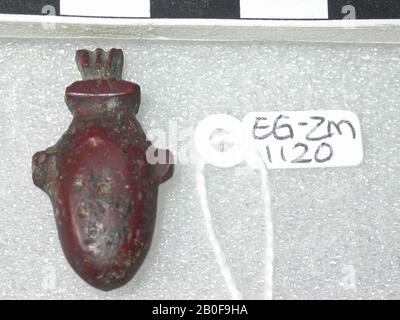 heart vase, amulet, object, stone (red), 2,8 cm, Egypt Stock Photo