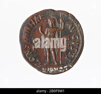 The Netherlands Roman period, coin, ash, Claudius I, metal, copper, Diam., 29 mm, wt., 8.46 gr, roman 50-54, the Netherlands Stock Photo