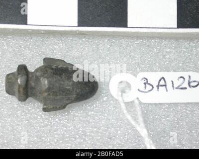heart vase, amulet, object, stone (gray), 1,8 cm, Egypt Stock Photo