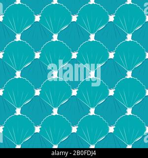 Sea shells seamless vector pattern. Hand drawn line art. Arabesque style overlapping repeat. Aquatic illustration all over print for vacation resort Stock Vector