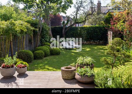 Lawn Privacy Fence House Garden North Rhine Westphalia Germany Stock Photo Alamy